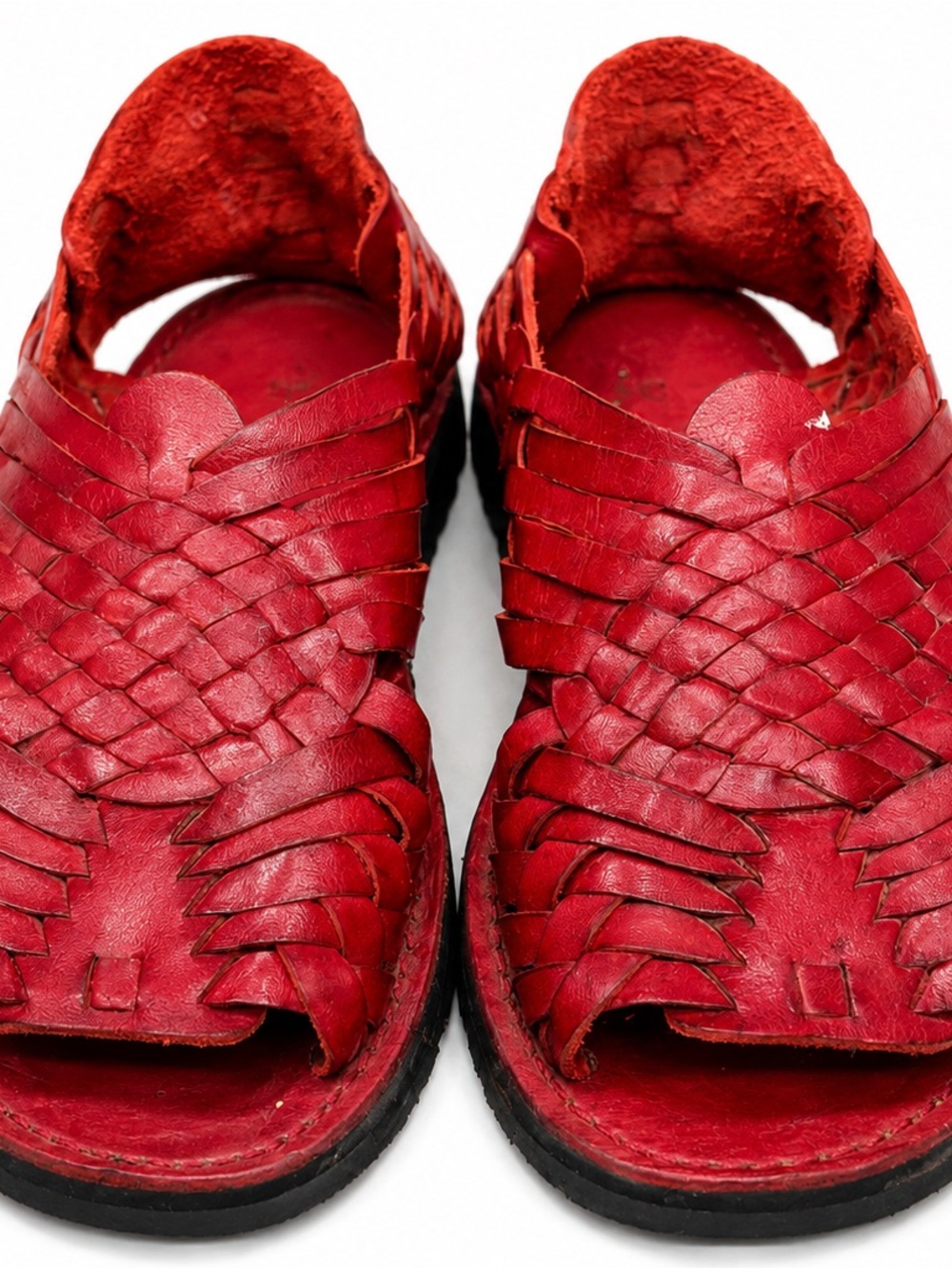 Red Woven Leather Huarache Sandals - Women